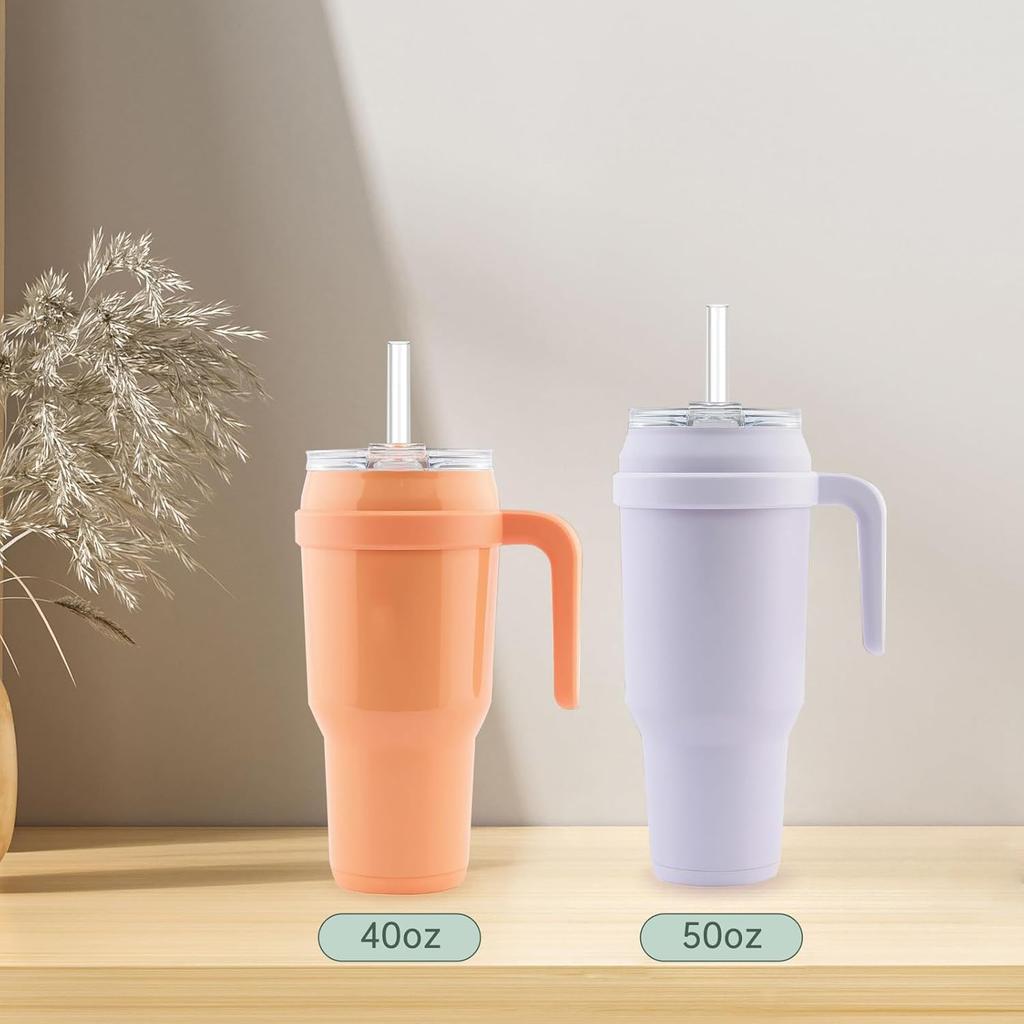 Replacement Straw Compatible with Reduce 50 oz 40 oz Tumbler, 5 Pack Reble Straw with Cleaning Brush, Plastic, Clear