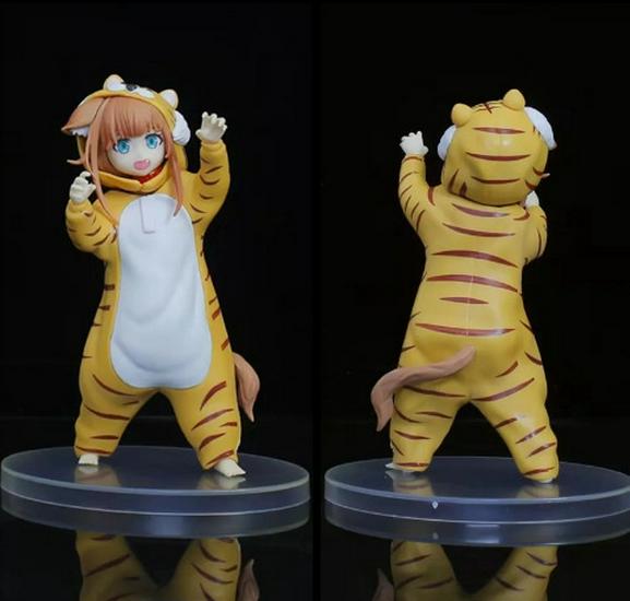 Soybean Catgirl Figurine: Cute Sitting Pose Eating Fish Ornament