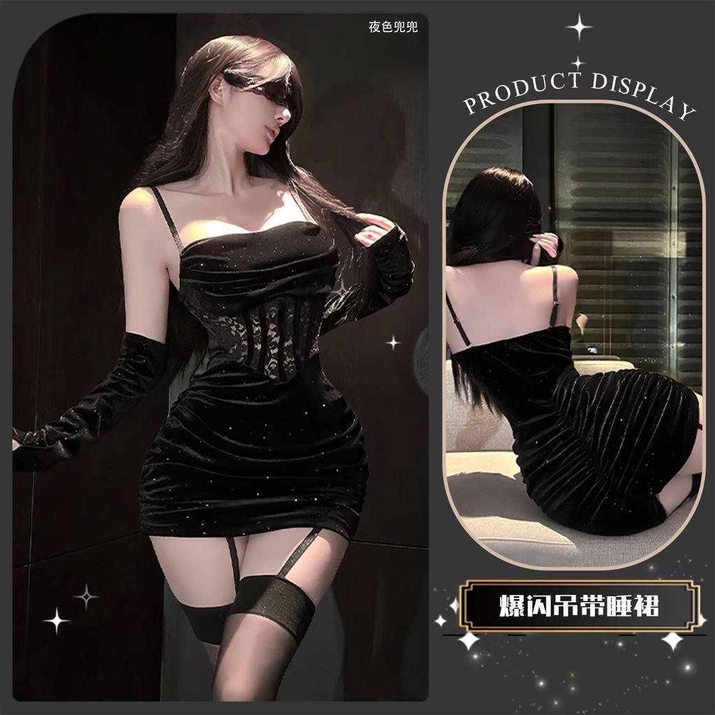 Sexy lingerie sexy welcome lace mesh burst flash sweet and greasy banquet girl hip skirt backless