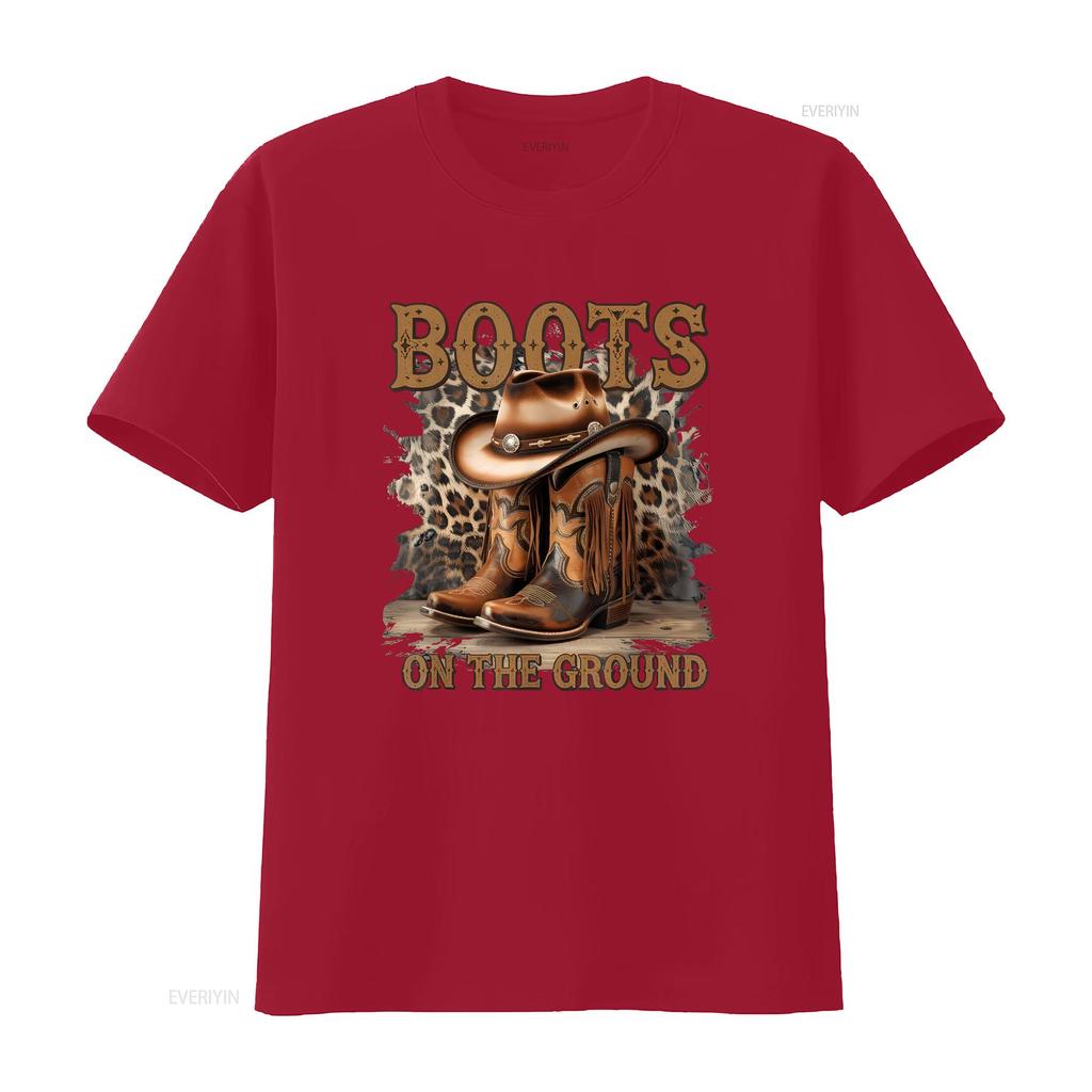 Boots On The Ground T Shirt Vintage Washed Stretched Graphic Casual Top For Everyday Wear Breathable Versatile Comfortable