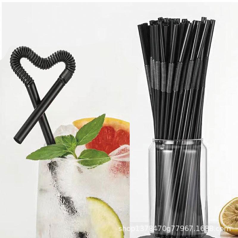 Colorful Individually Wrapped Transparent Black Food-Grade Plastic Straws for Juice Drinks