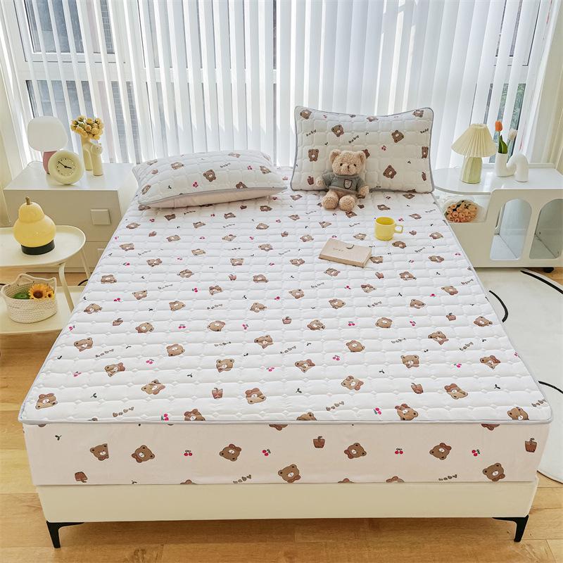 Einfarbiger, gesteppter, rutschfester Matratzenbezug – verdicktes, gebürstetes All-Inclusive-Laken für Simmons-Betten