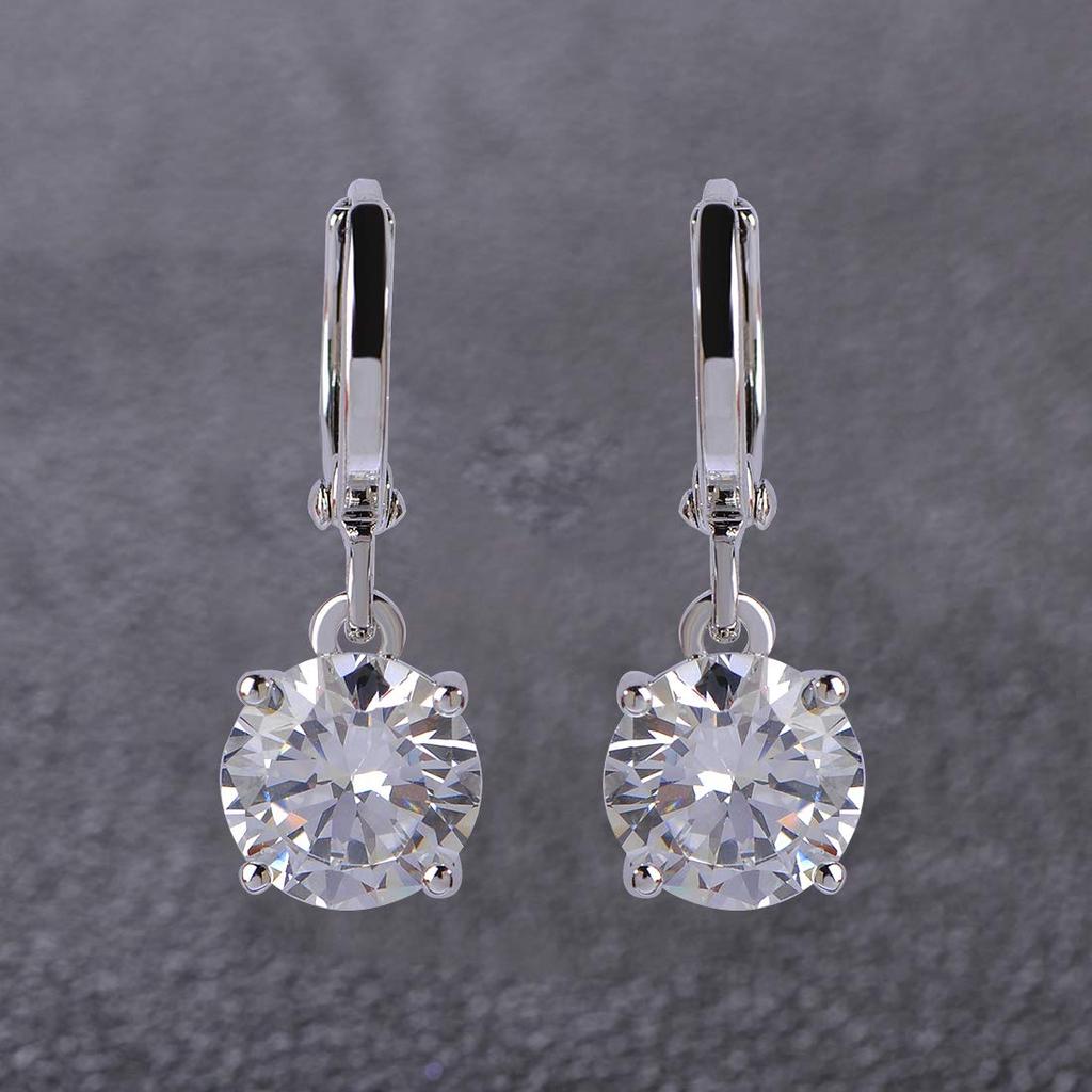 MECHOSEN Crystal Accessory Set: Necklace + Earrings (2-piece Set) - Brass Earrings, Single Stone Pendant, Formal Necklace, Stylish, Sparkling Jewelry