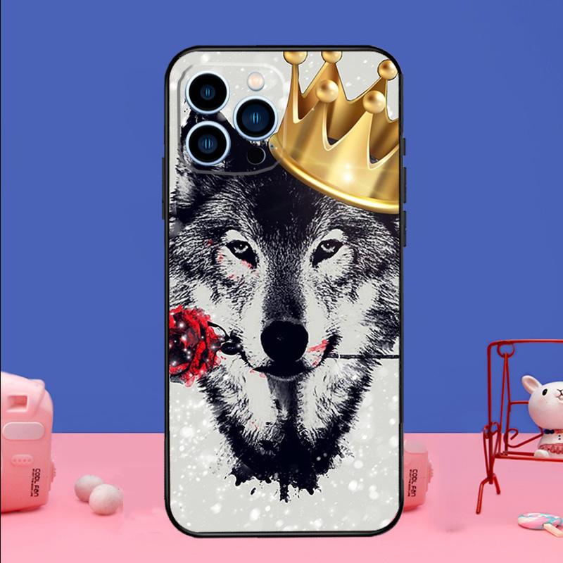 Wolf Art Black Phone Case For iPhone 17 Air 16 15 14 11 12 13 Pro Max 13 Mini 15 16 Plus 16e Bumper Cover