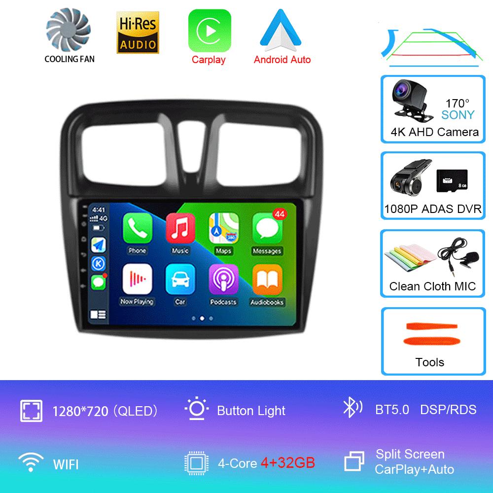 For Renault Logan 2 Sandero 2 2012-2019 Car Radio Android 14 Carplay Auto 2K Screen Multimedia Player Autoradio Stereo Head Unit