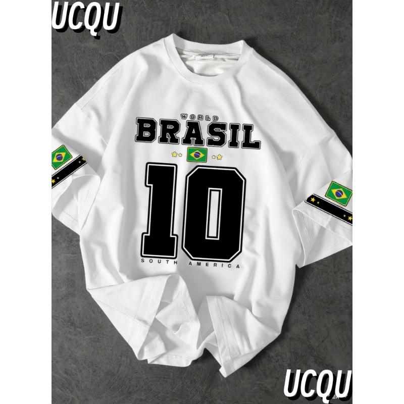 T-shirt Grafica Stampa Sud America Brasile Manica Corta Sportiva Uomo Unisex Casual Quotidiano Estate T-shirt da Corsa da Uomo
