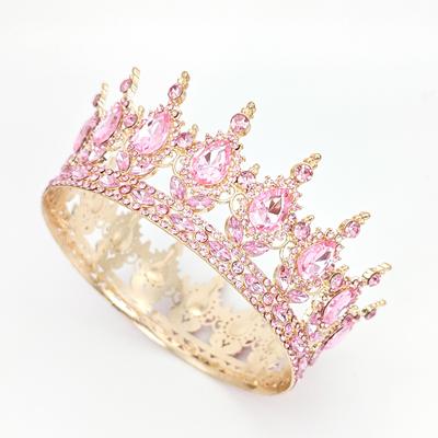 Barocke Braut Runde Krone Kopfbedeckung Wassertropfen Diamant Festzug Krone Vintage Königin Show Krone