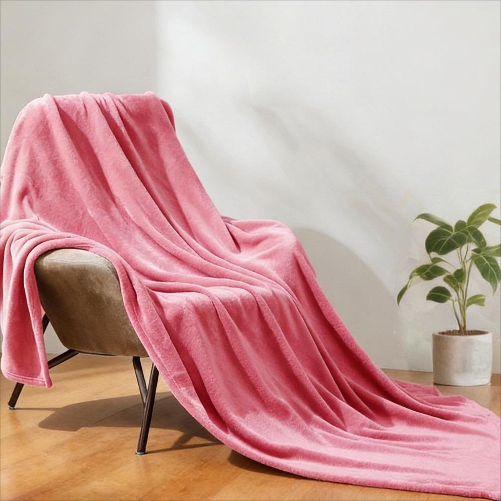 Cozy Flannel Blanket Coral Fleece Throw for Sofa Bed Winter Warm Office Nap Blanket