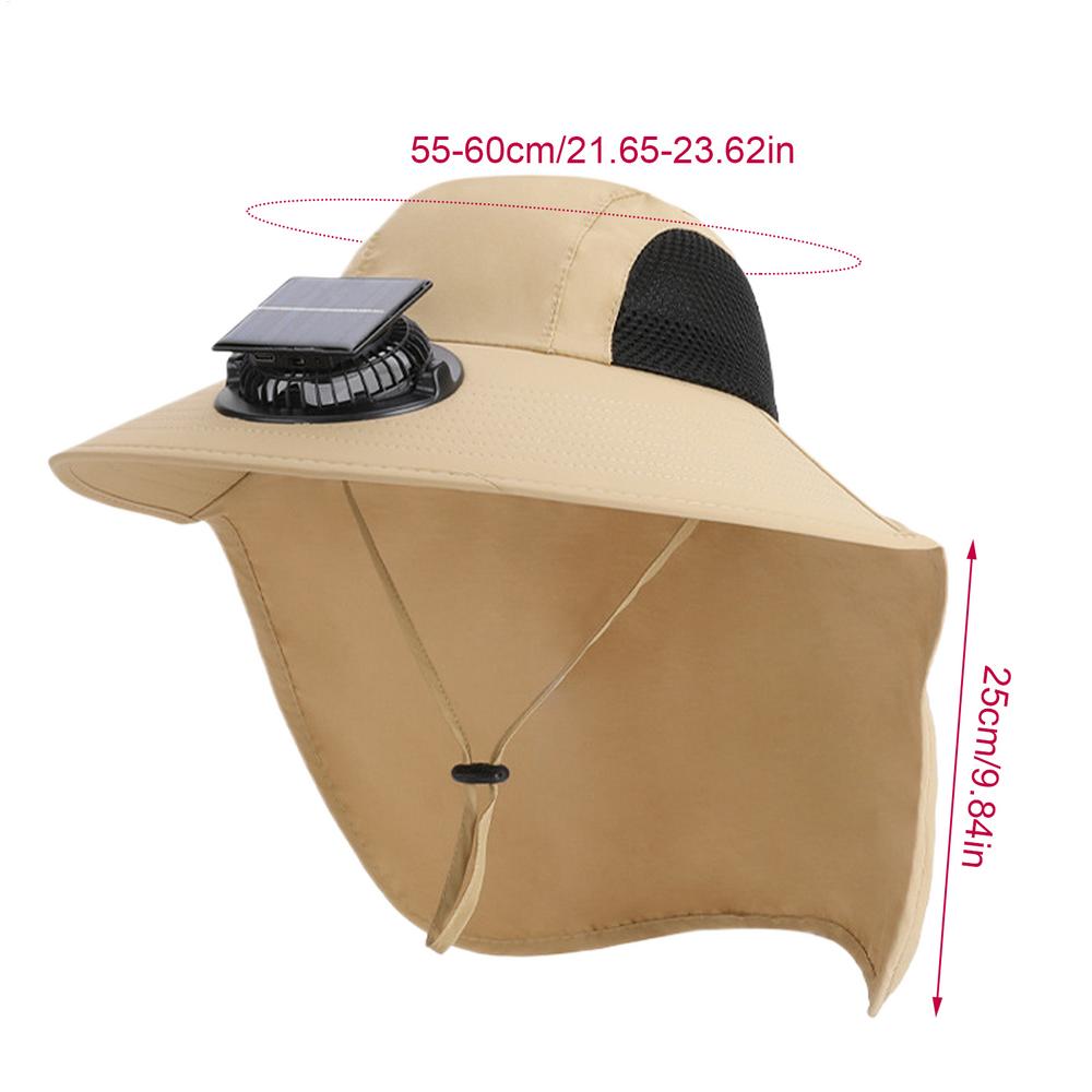 Sun Hats For Men Wide Brim Solar Powered Fan Outdoor Sun Hat Solar Fan Fish Accessories With Neck Flap Wide Brim UV Protection