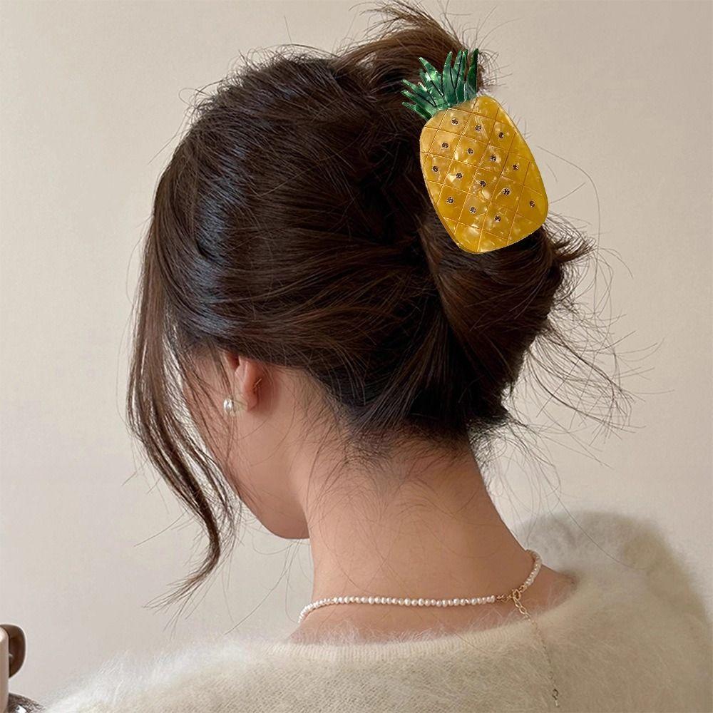 Strawberry Cartoon  Hair Claw Pitaya Acetic Acid Shark Clip Cute Fruit Hair Grab  Female