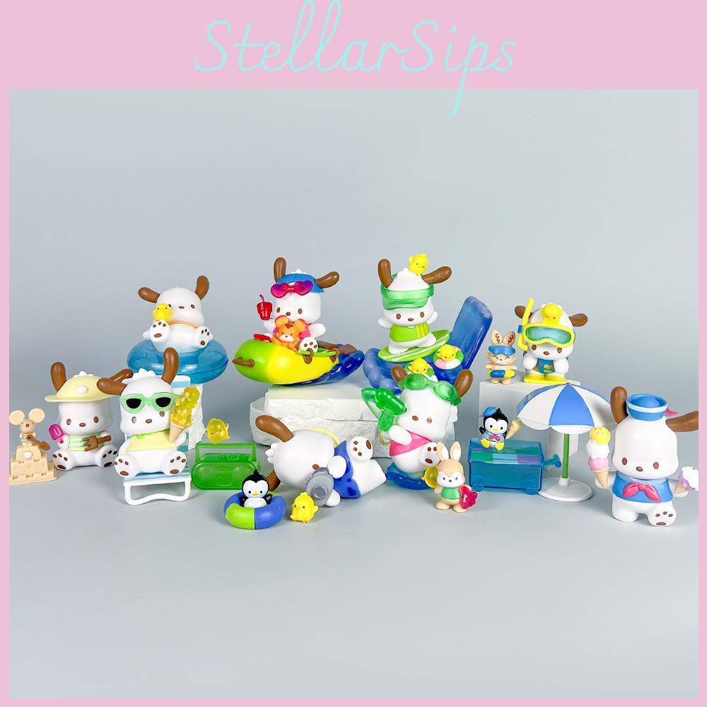 Pochacco PVC Anime Modell Kollektion 9 Stück Strand Serie Geschenk Für Dekoration Zuhause