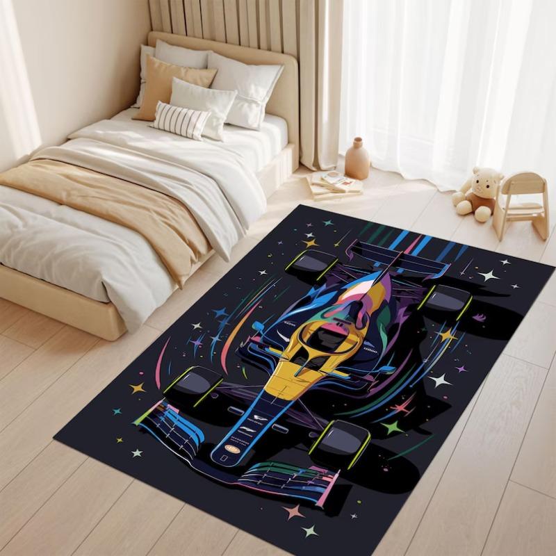 Race Track Kids Rug Car Play Mat Road Map Carpet Boys Room Decor Soft Playroom Rug, Educational Toddler Carpet Nursery Rug Gift