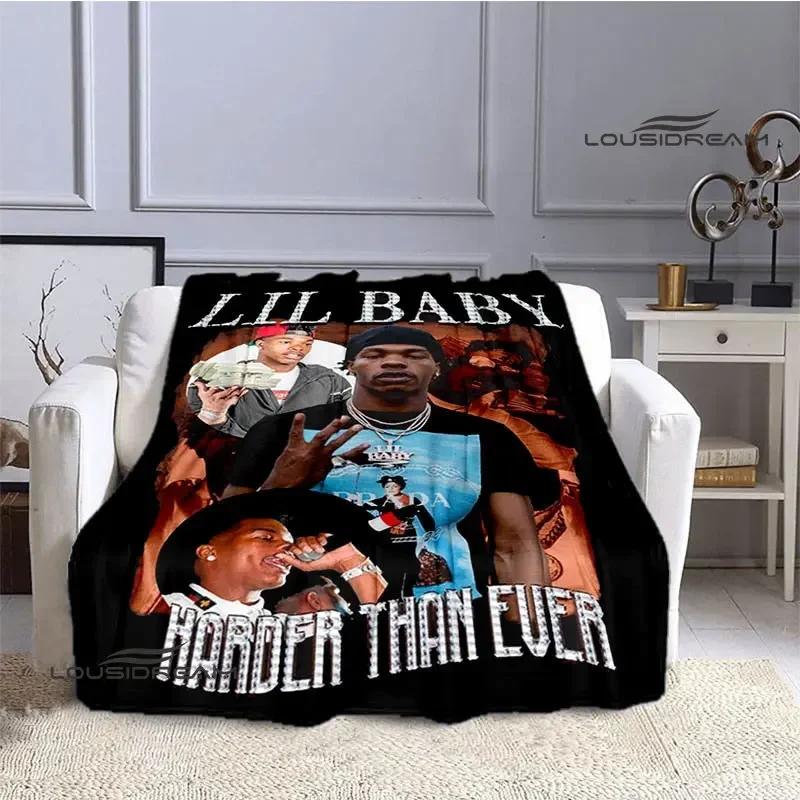 Hip -hop Singer Lil Baby Printing Blanket Picnic Blanket Warm Flannel Blankets Bed Linings Blankets for Beds Birthday Gift