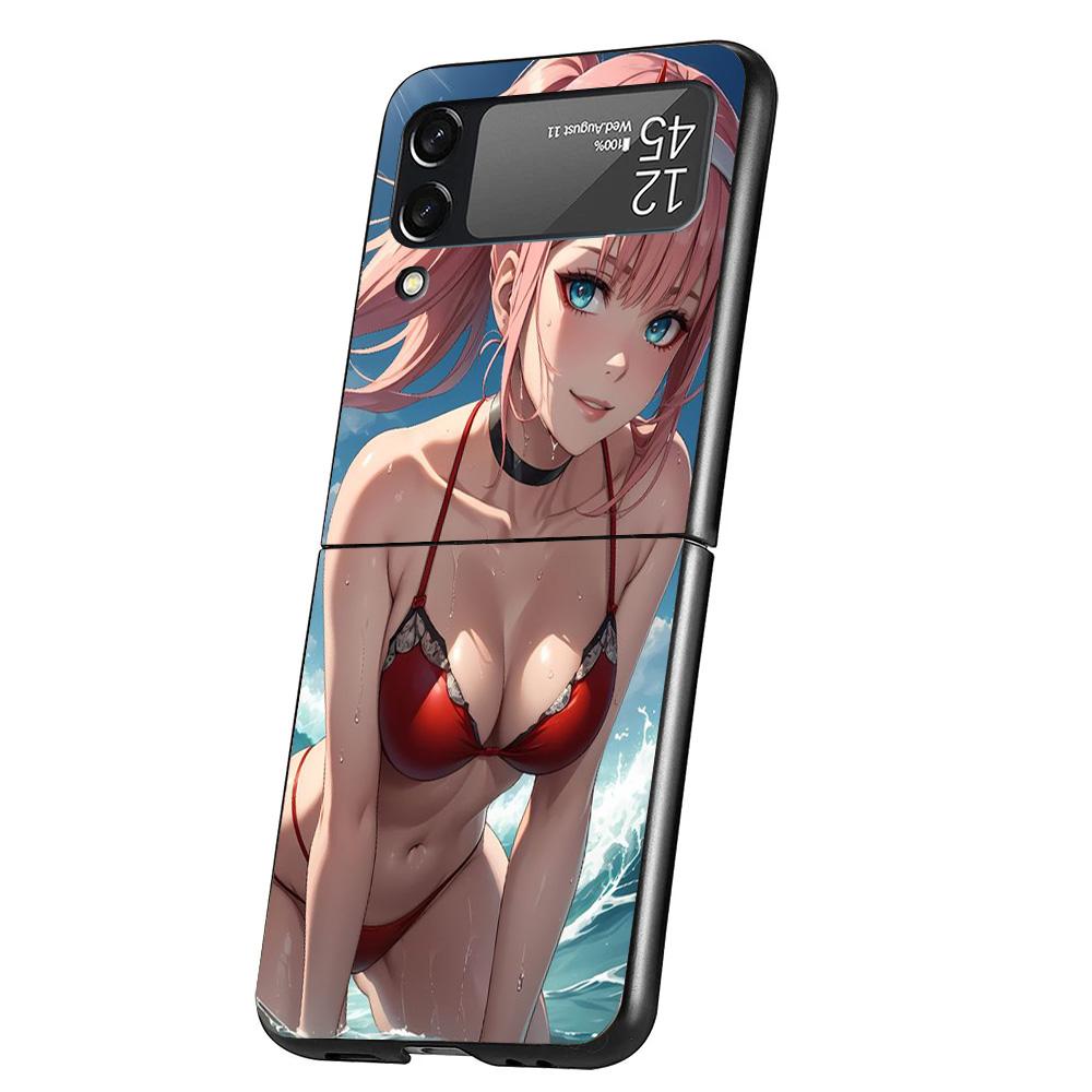 Zero Two Darling In The Franxx 02 Cover Phone Case For Samsung Galaxy Z Flip 7 6 5 4 3 5G Flip7 Flip6 Flip5 Flip4 Flip3 Black Fu