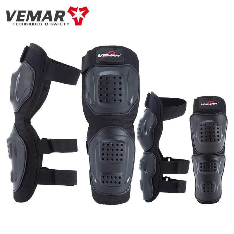 Motorcycle Riding Knee Pads Set 4pcs Protective Gear Off-Road Cycling Sports Adult Unisex Black PE Material