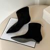 2025 Fashion High Quality Pointed Toe Vintage Ankle Boots Sexy Thin Low Heel Women Warm Knight Slip On Party Shoes