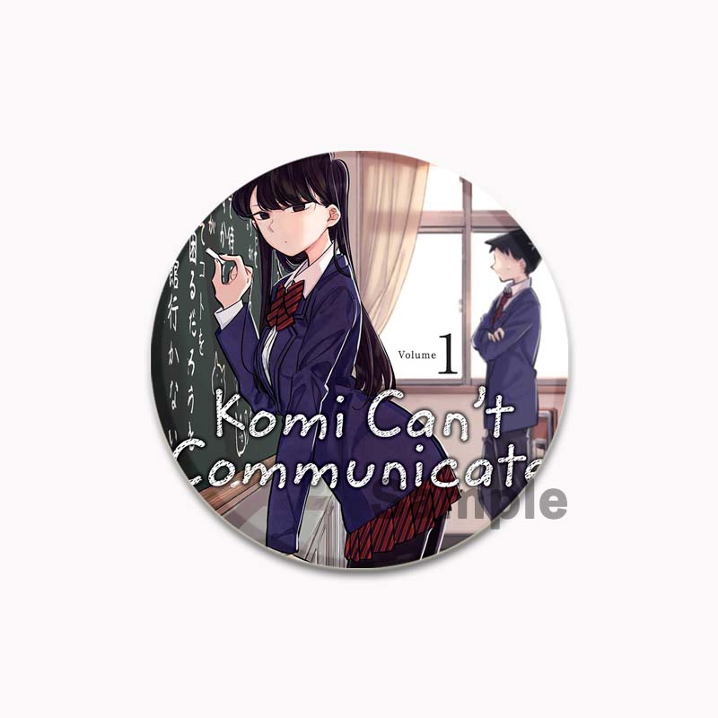 32/44/58mm Komi Cant Communicate Round Pin Cute Girl Cartoon Snap-in Brooches for Backpack Cothes Accessories Anime Collection Badge