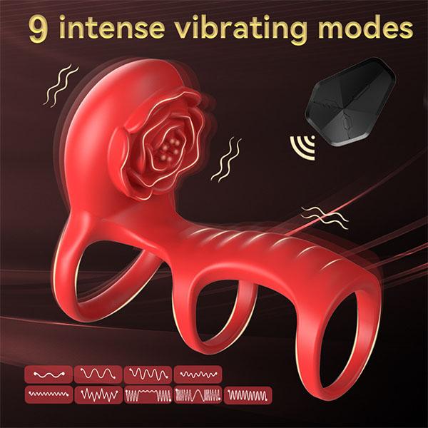 Rose Vibrating Cock Ring Adult Sex Toys with Clitoral G Spot Stimulation, Pleasure Penis Ring Vibrator Couple Sex Toys for Men Women Erection Sex