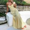 Γυναικείο Καλοκαιρινό Μακρύ Φόρεμα Sundress Ψηλόμεσο Δέσιμο Μπροστά Α-Γραμμή Αέρινο Φόρεμα Αμάνικο Με Λεπτές Τιράντες Boho Παραλίας Μακρύ Φόρεμα