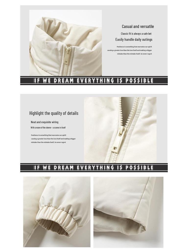 Unisex Trendy Stand Collar Thick Puffer Jacket - Winter Cotton-Padded, Loose Fit for Men and Women