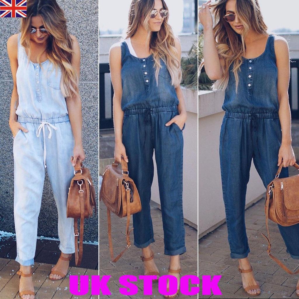 European & American Waist-Slimming Fashion Jeans Jumpsuit