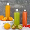 KEMORELA 3/4/6PCS Clear Glass Bottles with Lids 530ML, Reusable Glass Water Bottles with Stainless Steel Cap for Juice Milk Tea