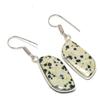 Dalmation Jasper Gemstone 925 Sterling Silver Jewelry Earring 1.69" AE-13109