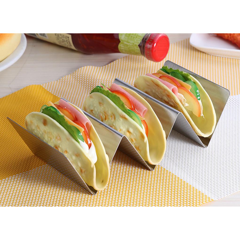 Wave Shape Stainless Steel Taco Display Stand Up Holder Rack Shell 1-4 Tacos