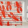 Nautical Lobster Pattern Waterproof Shower Curtain 180x180cm - Funny Marine Theme Fabric Bath Curtain for Kids & Adults
