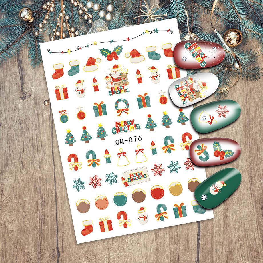 Gold Snowflake Santa Claus Christmas Nail Stickers