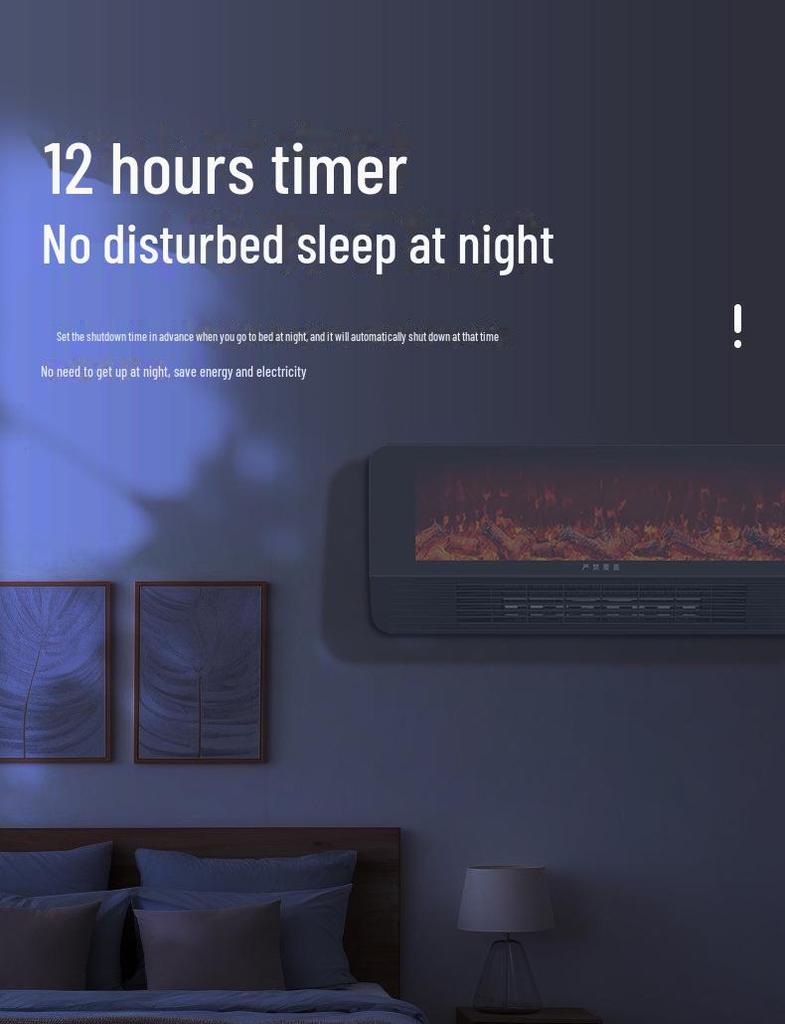 Chauffage de cheminée électrique mural avec flammes simulées pour bureau et petits espaces