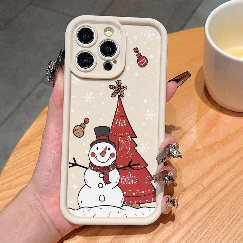 Christmas Snowman Phone Case for iPhone 12-16 Pro Max, Cute Festive Design