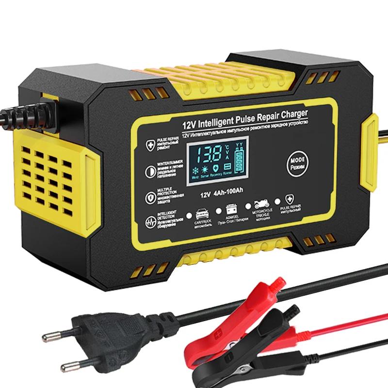 

Car Battery Charger 12V 6A Pulse Repair LCD Display Smart Fast Charge AGM Deep Cycle GEL Lead-Acid Charger for Auto Motorcycle жёлтый