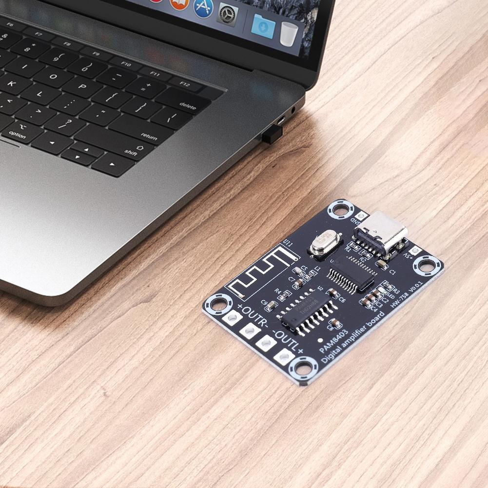 XH-A155 Mini PAM8403 Amplifier Board 5W+5W Class D BT Digital Power Amplifier TYPE-C Power Supply for Speakers Above 4 Inches