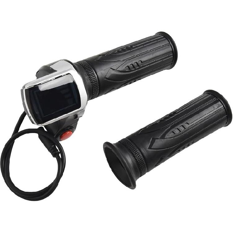 1 пара рукояток дроссельной заслонки для электроскутера 48 В, поворотная ручка дроссельной заслонки с дисплеем, 6-контактный интерфейс, кнопка блокировки ключа запуска для электроскутера, трехколесного велосипеда 7/8 without keys