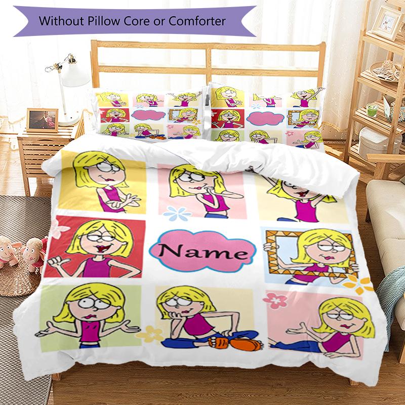 3pcs Custom Name Lizzie McGuire Bedding Set Duvet Cover Closure Includes 1 Duvet Cover & 2 Pillowcases, Soft and Comfortable for All Seasons.