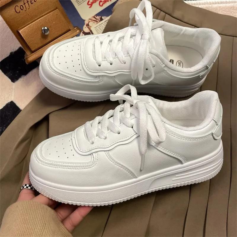 Thick baseplate shoes new thick-soled comfortable dad shoes small slim casual shoes 35 белый