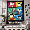 Custom Tapestry Wall Hanging, Snoopy Peanuts Personalized Name Text Home Wall Decor