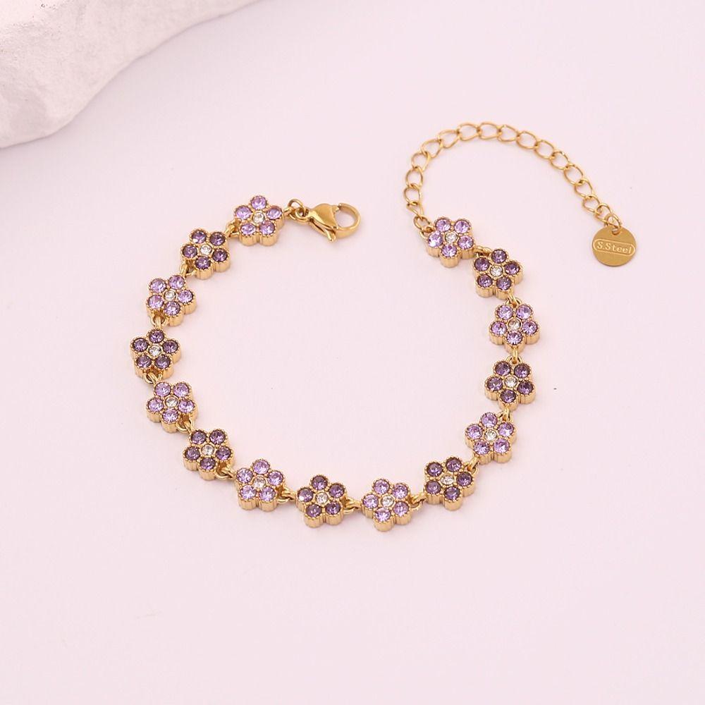 Adjustable Crystal Flower Bracelet Stainless Steel Stainless Steel Bracelet Gift Giving
