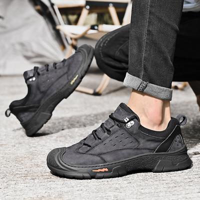 Fashion Men Outdoor Sport High Quality Trekking Hiking Leather Shoe Anti-slip Wearable Comfort Versatile Comfort Soft Sole Driving Shoes