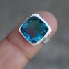 Cushion Dark Blue Alexandrite Quartz  925 Sterling Silver Ring Jewelry