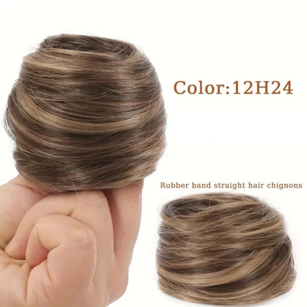 Elastic Rubber Band Straight Updo Chignon Synthetic Flower Bun Head Wig  Lazy