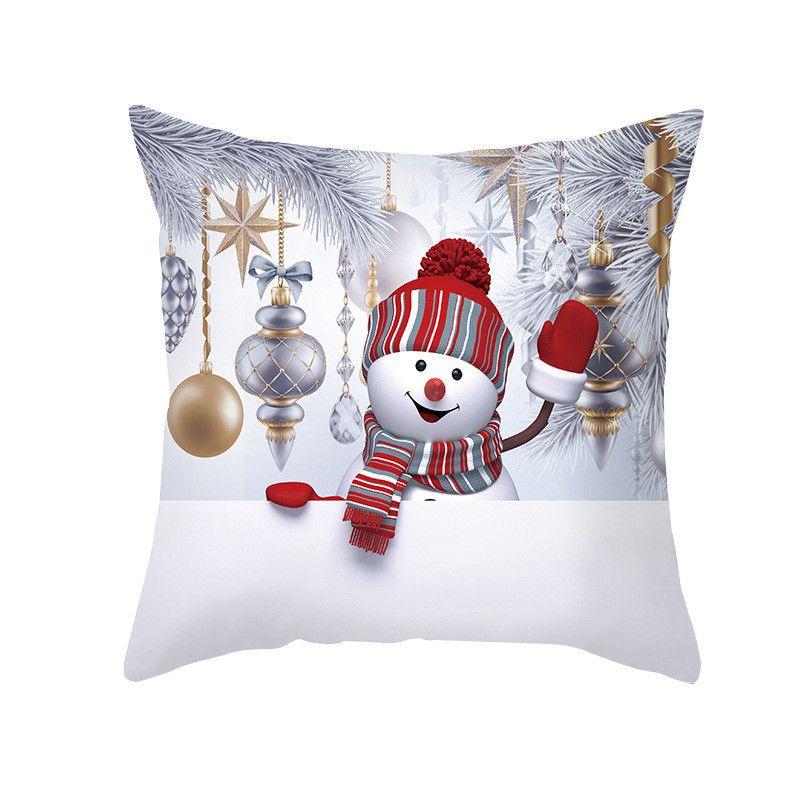 Cozy 18" Christmas Cushion Cover Featuring Cute Santa Claus And Snowman For Holiday Charm