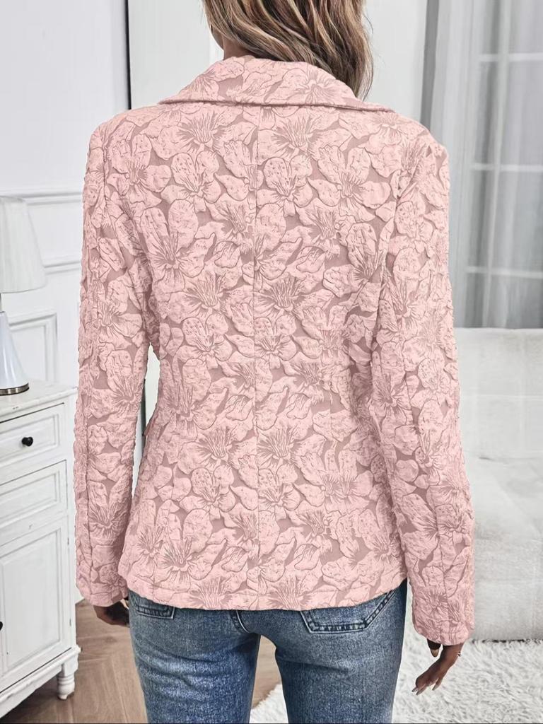 Casual Women's Spring/Autumn Retro Lily Jacquard Slim Fit Short Jacket