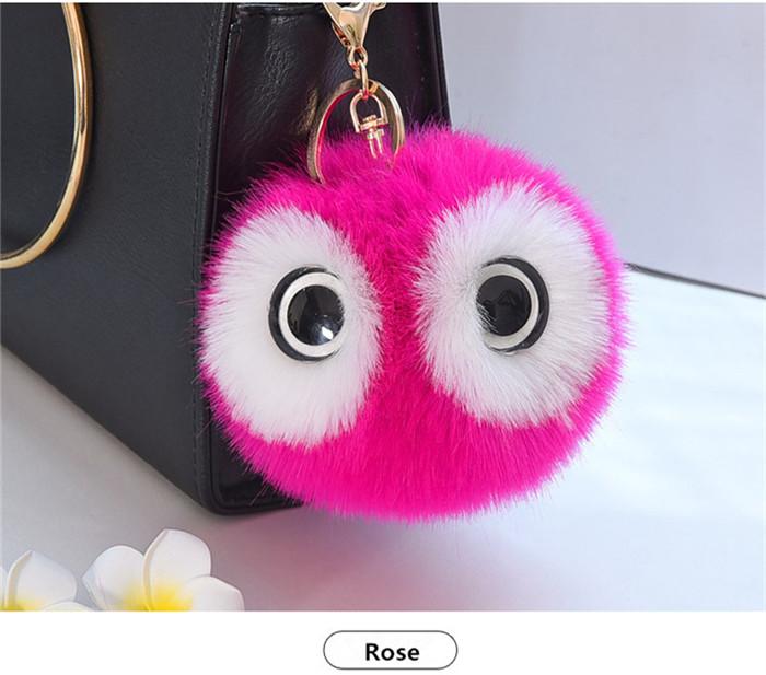Fluffy Rabbit Fur Ball Pompom Owl Women Pompon Owl Female Toy Bag Car Trinket Jewelry Gift Bag Charm