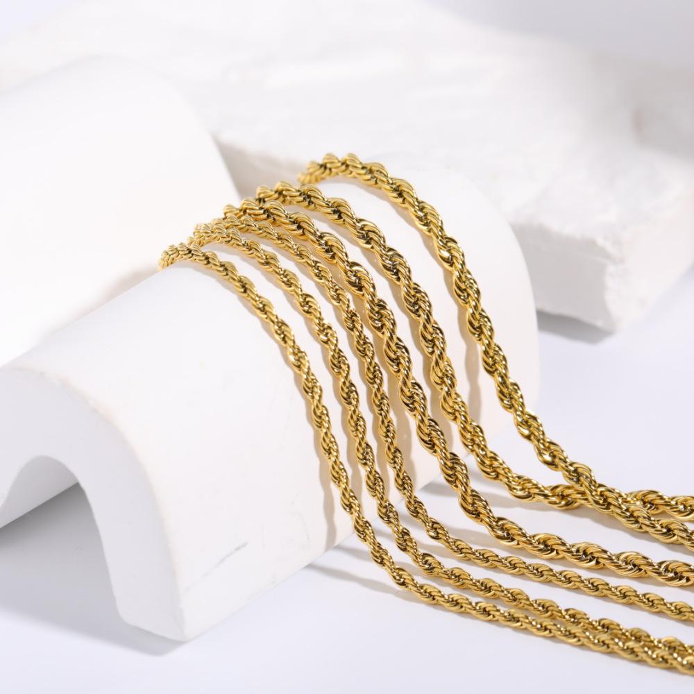 Stainless Steel Plain Bare Chain Basic Chain Necklace Twist Chain Furnace Vacuum Plating 18K Gold Necklace