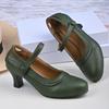 New women's retro Mary Jane high heels large size thick heel lace round head high heels single shoes
