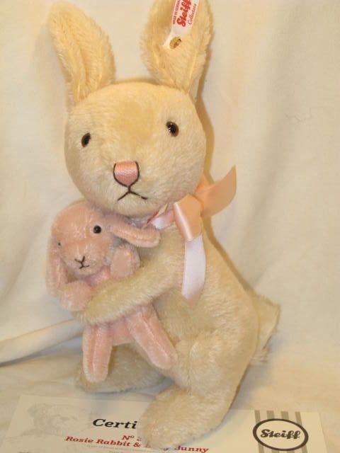 Steiff USA Limited Edition of Rabbit Baby Springtime Pastel Pink 2022 750 "Rosie & Bunny" Cream &