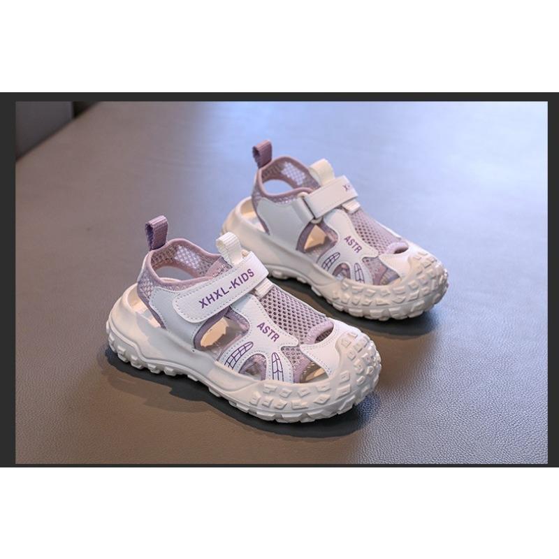 Children's Breathable Mesh Sport Sandals Girls' Casual Sneakers, Anti-Kick Closed-Toe Shoes for Toddlers & Youth