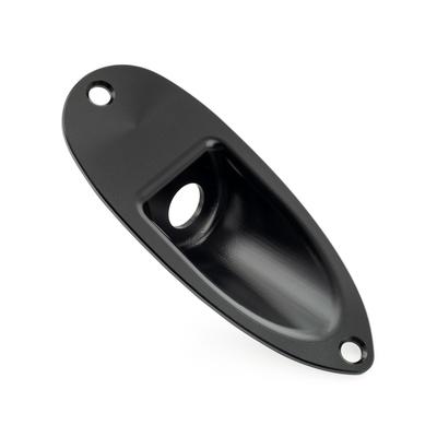 Musiclily Pro Colorful Series Boat-Shaped Aluminum Jack Plate for 3/8" Strat Electric Guitars, Black